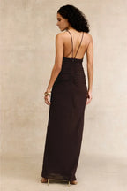 Sultry Sheath Plunging V Neck Sleeveless Open Back Floor Length Plus Size Prom Dress