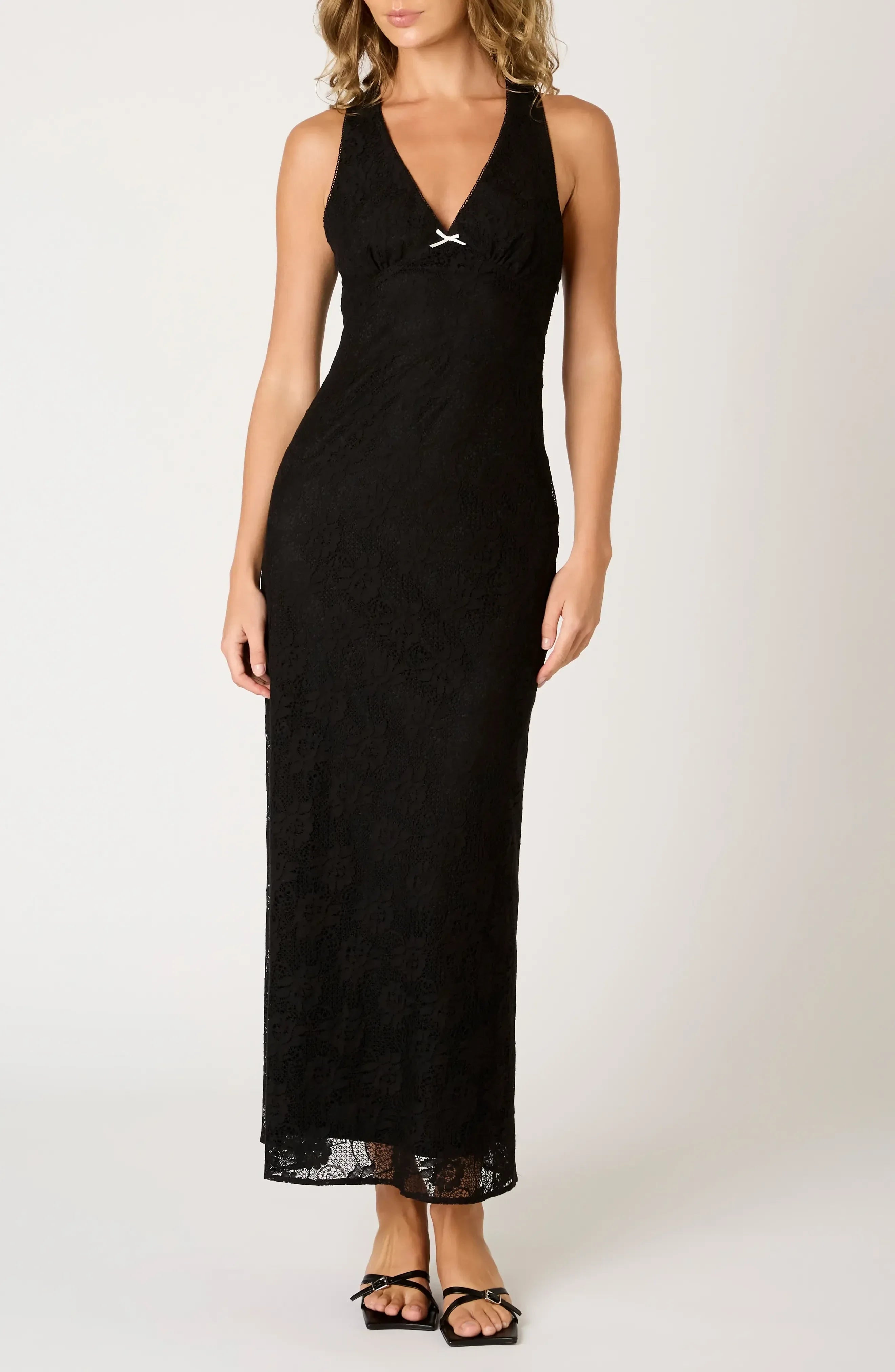 Sultry Sheath V Neck Sleeveless Crisscross Back Floor Length Evening Dress