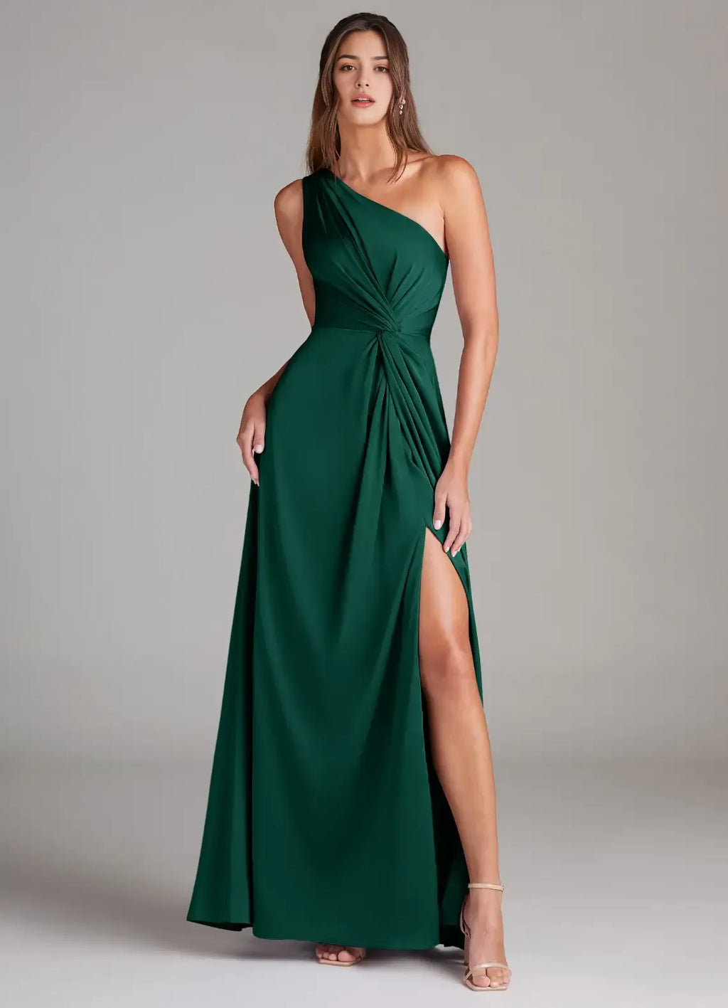 Supple A Line One Shoulder Sleeveless Open Back Floor Length For Ladies Prom Dress