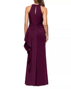 Supple Trumpet Cross Halter Sleeveless Keyhole Back Floor Length For Ladies Prom Dress