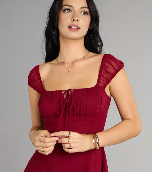 Sweet A-Line/Princess Square Neck Puff Short Sleeves Backless Short-Mini Homecoming Dresses