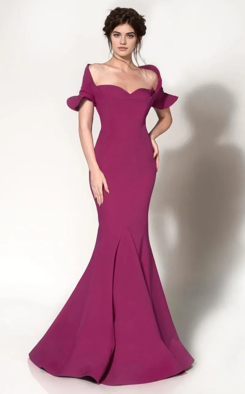 Sweetheart Short Sleeves Mermaid Gorgeous Off the shoulder Floor length Prom Dress Hot Sale For Ladies