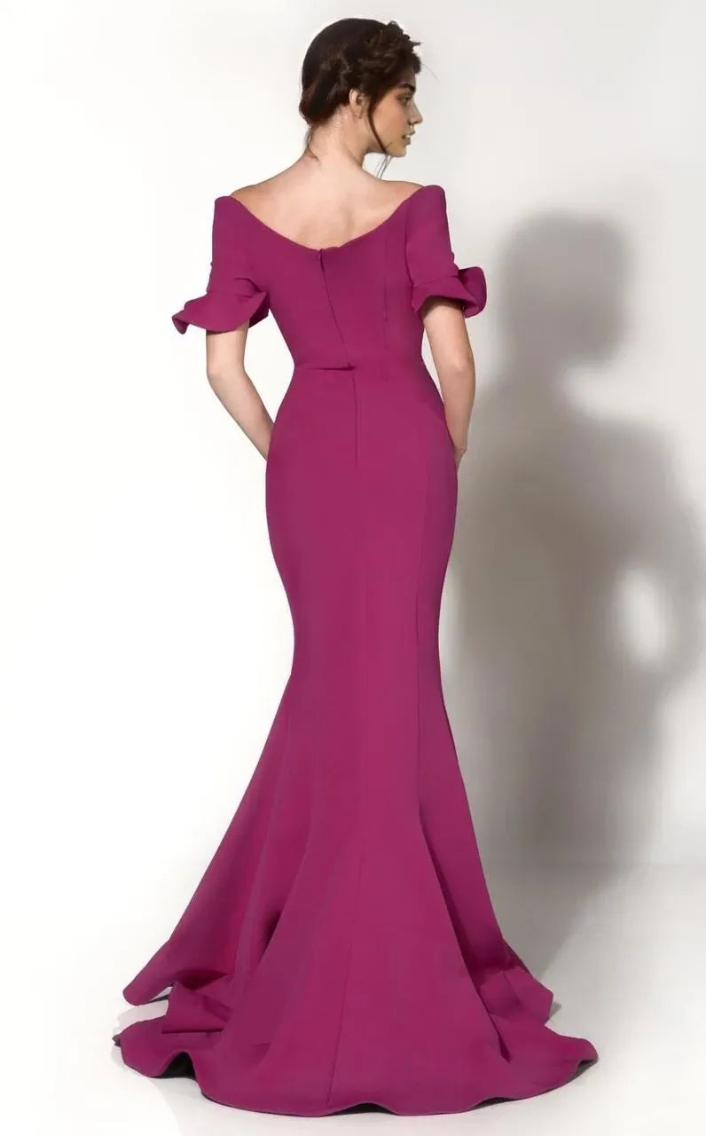 Sweetheart Short Sleeves Mermaid Gorgeous Off the shoulder Floor length Prom Dress Hot Sale For Ladies