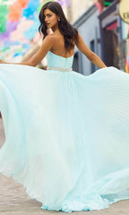 Sweetheart Sleeveless A-line Romantic Off the shoulder Floor length Prom Dress Hot Sale For Ladies