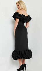 Sweetheart Sleeveless Column Formal Off the shoulder Tea-Length Prom Dress For Sale For Ladies