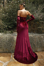 Sweetheart Sleeveless Mermaid Formal Off the shoulder Floor length Prom Dress Hot Sale For Ladies No gloves included