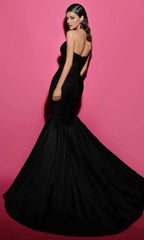 Sweetheart Sleeveless Trumpet Black Classic Off the shoulder Floor length Prom Dress For Sale For Women ﻿