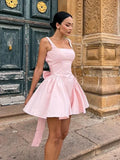 Sweety A-Line/Princess Square Neck Sleeveless Backless Short-Mini Homecoming Dress