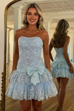 Sweety Sheath/Princess Strapless Sleeveless Zipper Up Short-Mini Homecoming Dress