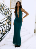 Halter Neck Cutout Backless Discount Floor Length Prom Dresses