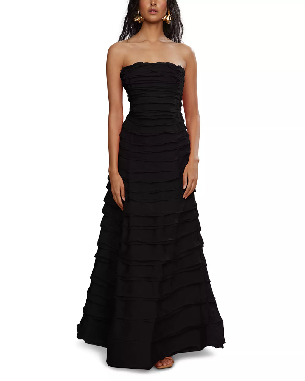 Textured Mermaid Strapless Sleeveless Ruched Back Floor Length For Adults Prom Dress