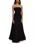 Textured Mermaid Strapless Sleeveless Ruched Back Floor Length For Adults Prom Dress