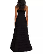 Textured Mermaid Strapless Sleeveless Ruched Back Floor Length For Adults Prom Dress