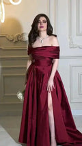 Timeless A-Line Off Shoulder Short Sleeve Maxi Prom Dress