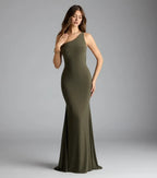 Trendy Mermaid One Shoulder Sleeveless Lace Up Back Floor Length Prom Dress