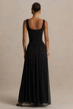 Trendy Mermaid Square Neck Sleeveless Sheer Skirt Floor Length Evening Dress