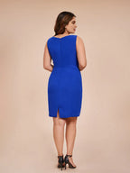 2 Pieces Scoop-Neck Long Sleeves Knee Length Plus Size Mother of the Bride Dress