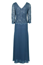 A-Line Boat Neck Long Sleeve Zipper Up Floor-Length Mother of the Bride Dress
