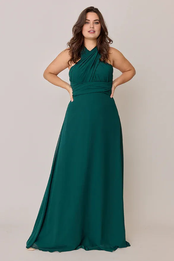 A-Line Halter Neck Sleeveless Floor-Length Plus Size Prom Dress