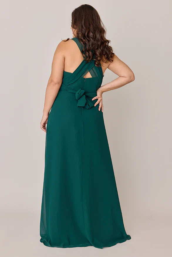 A-Line Halter Neck Sleeveless Floor-Length Plus Size Prom Dress