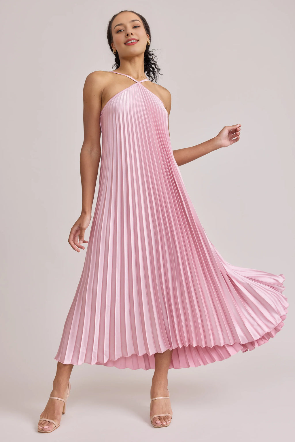 A-Line Halter Neck Sleeveless Floor-Length Prom Dress