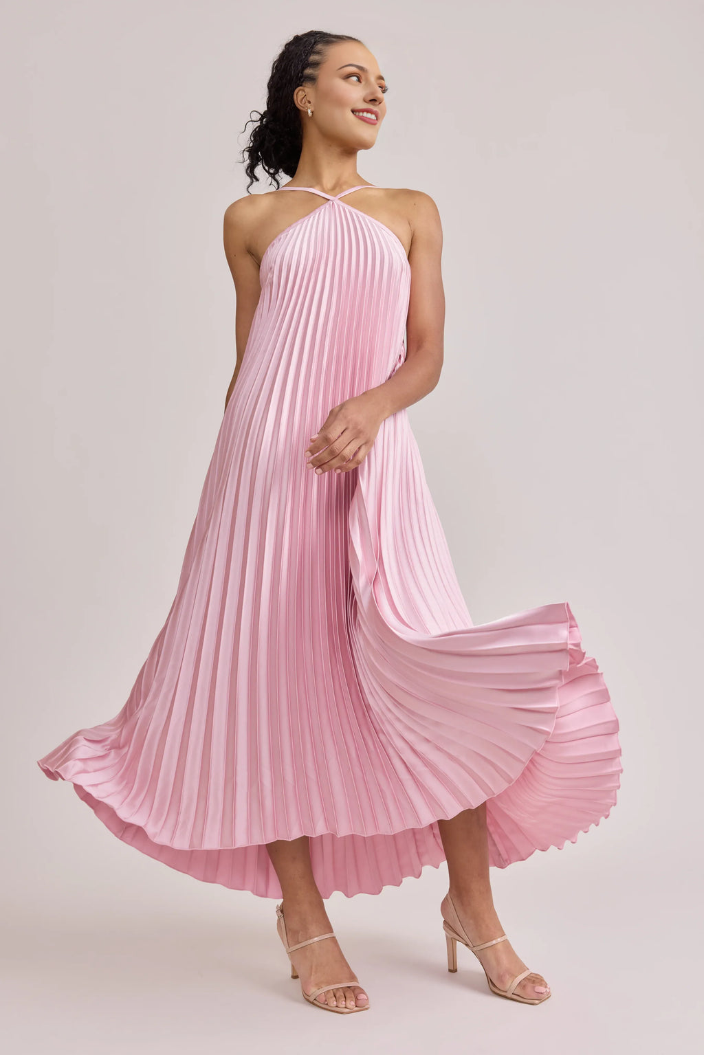 A-Line Halter Neck Sleeveless Floor-Length Prom Dress