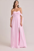 A-Line Off the Shoulder Sleeveless Floor-Length Prom Dress