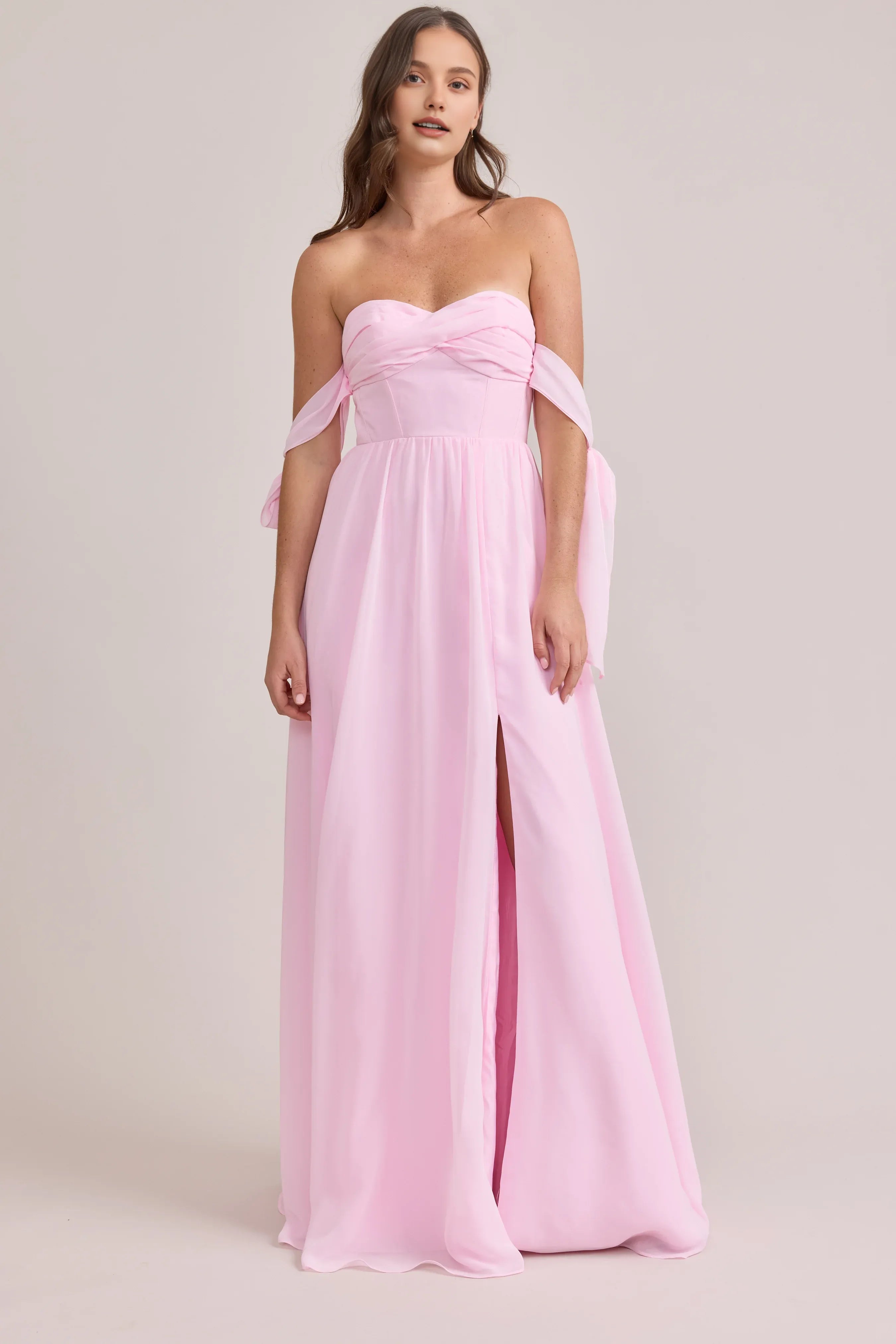 A-Line Off the Shoulder Sleeveless Floor-Length Prom Dress