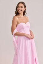 A-Line Off the Shoulder Sleeveless Floor-Length Prom Dress