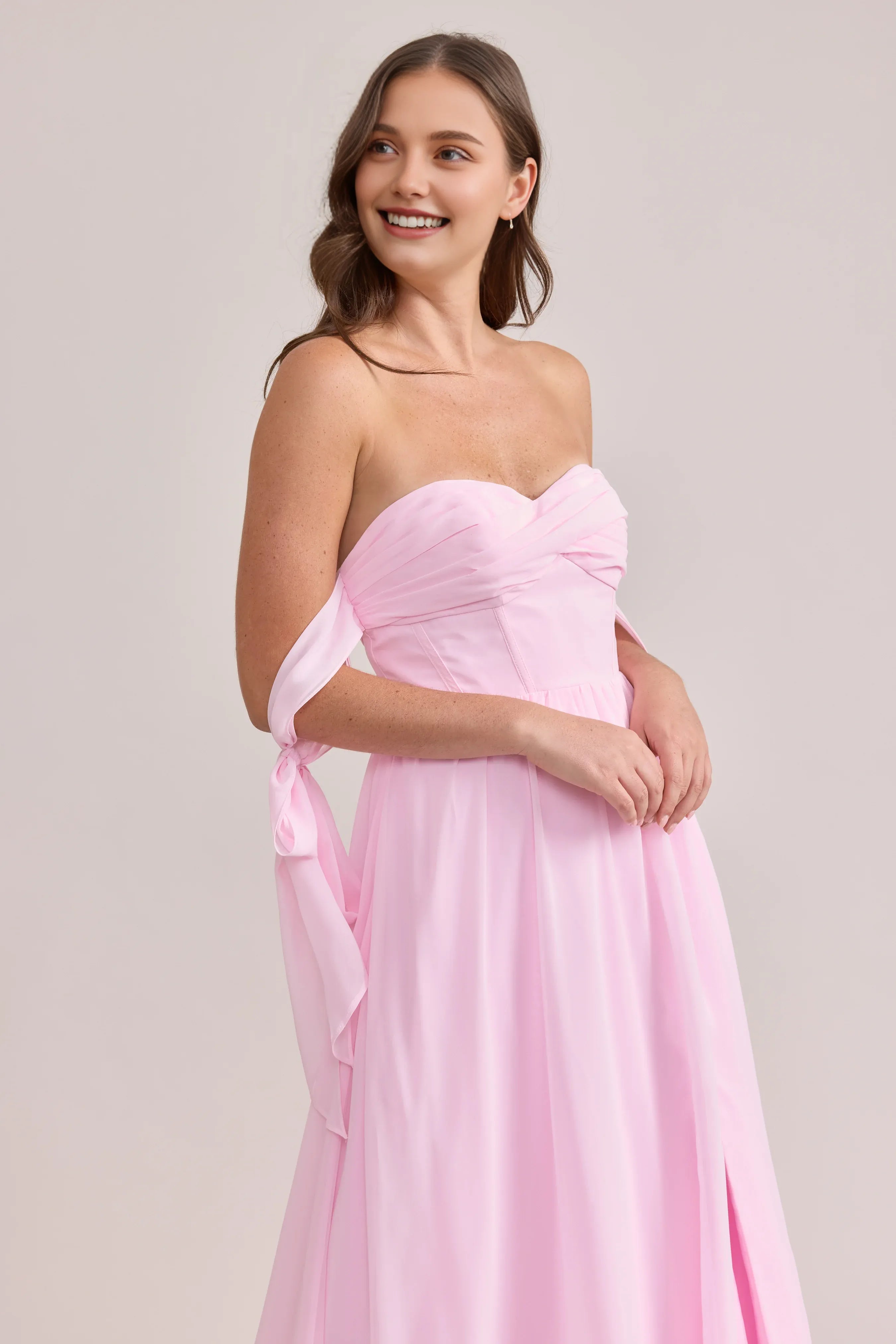 A-Line Off the Shoulder Sleeveless Floor-Length Prom Dress