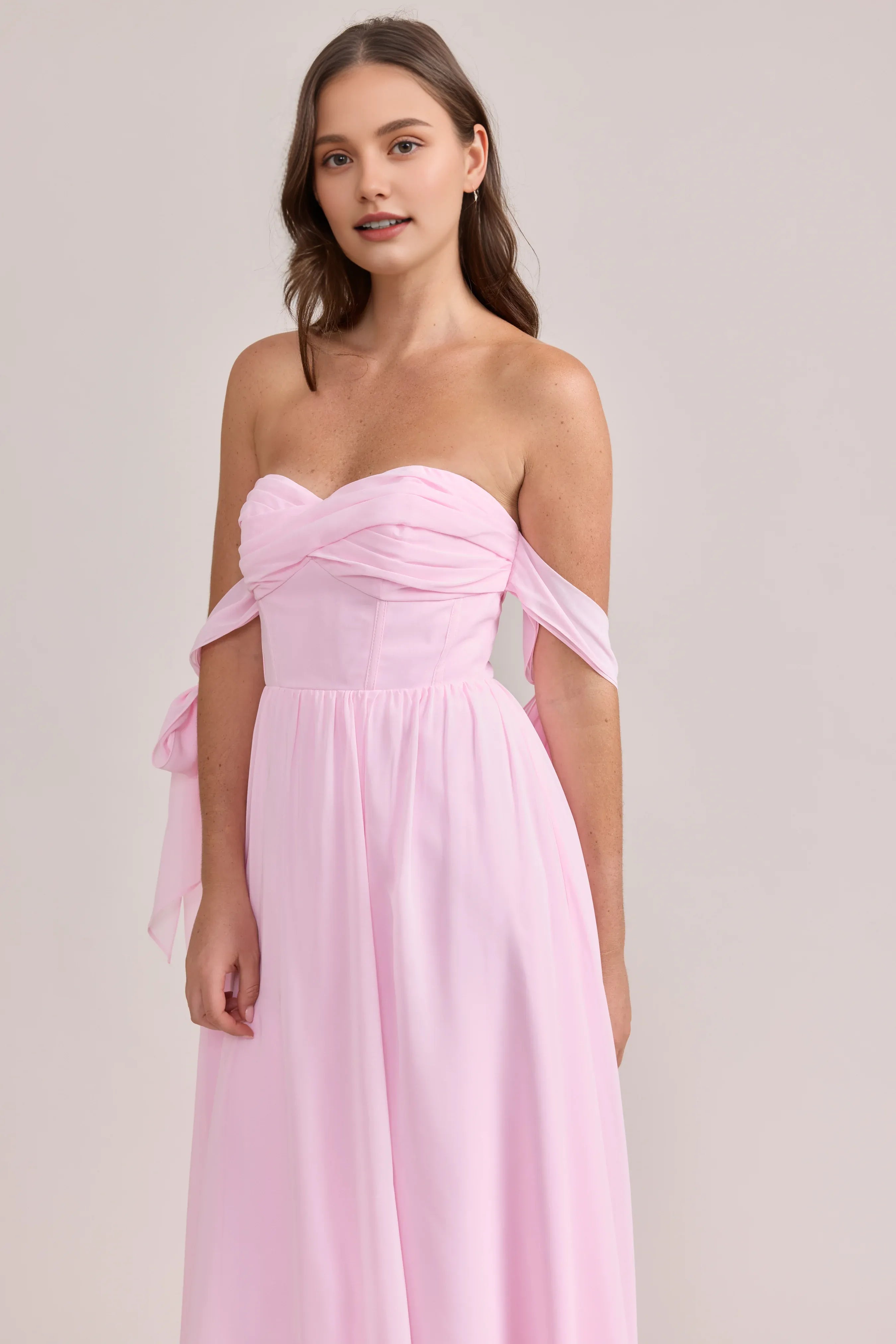 A-Line Off the Shoulder Sleeveless Floor-Length Prom Dress