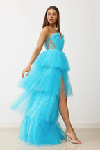 A-Line Off the Shoulder Sleeveless Floor-Length Prom Dress
