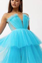 A-Line Off the Shoulder Sleeveless Floor-Length Prom Dress