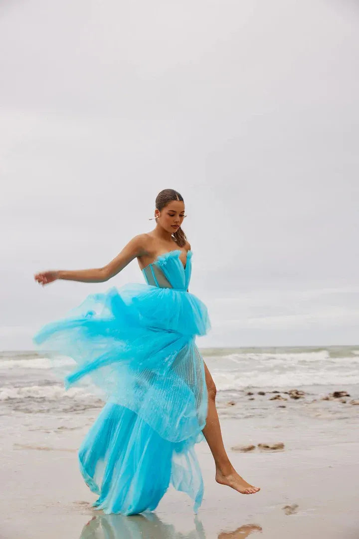 A-Line Off the Shoulder Sleeveless Floor-Length Prom Dress