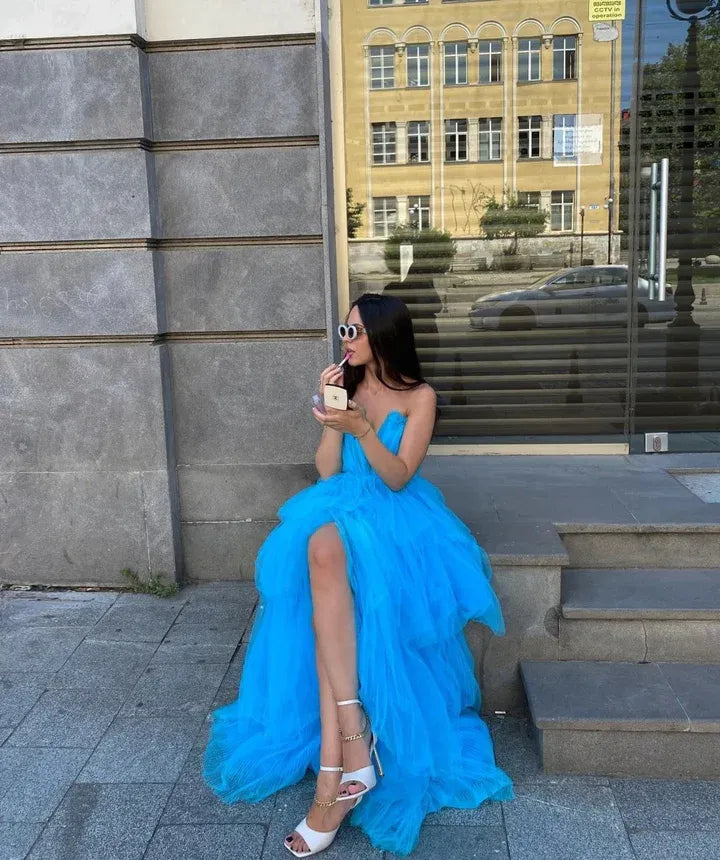 A-Line Off the Shoulder Sleeveless Floor-Length Prom Dress