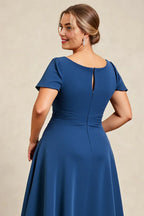 A-Line Square Neck Cap Sleeve Keyhole Floor-Length Plus Size Mother of the Bride Dress