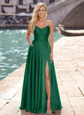 A-Line V-Neck Sleeveless Appliques Floor-Length Prom Dress