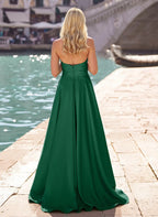 A-Line V-Neck Sleeveless Appliques Floor-Length Prom Dress
