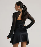 A-Line V Neck Long Sleeve Short-Mini Homecoming Dress