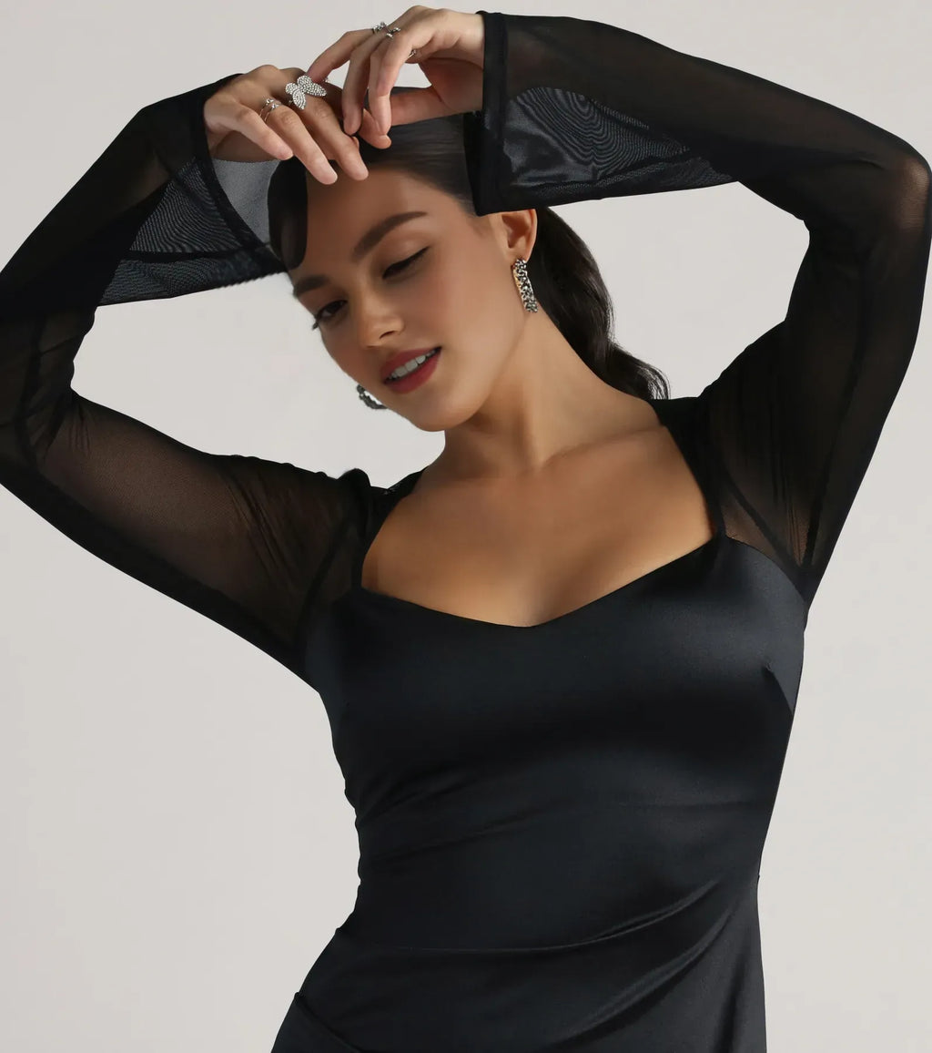 A-Line V Neck Long Sleeve Short-Mini Homecoming Dress