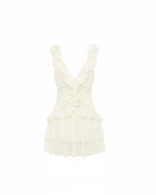 A-Line V Neck Sleeveless Ruffles Short-Mini Homecoming Dress
