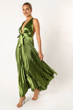A-Line V Neck Sleeveless Ankle-Length Prom Dress