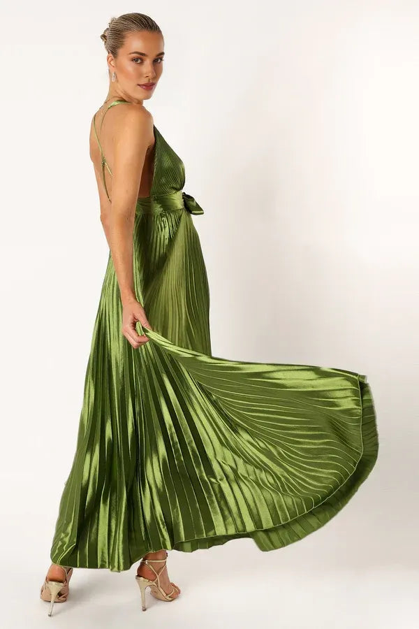 A-Line V Neck Sleeveless Ankle-Length Prom Dress