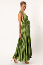 A-Line V Neck Sleeveless Ankle-Length Prom Dress