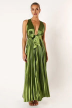 A-Line V Neck Sleeveless Ankle-Length Prom Dress