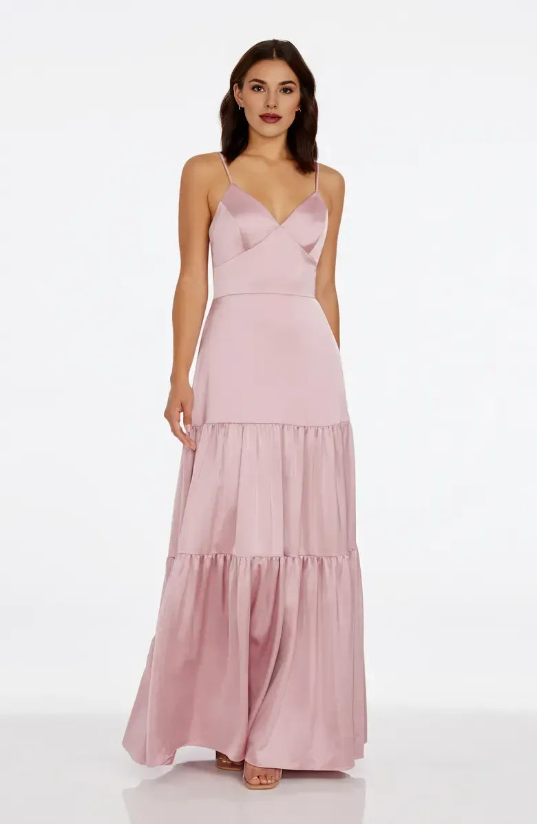 A-Line V Neck Sleeveless Floor-Length Prom Dress