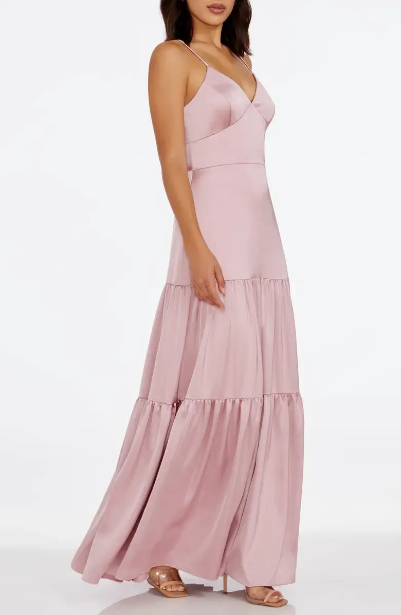 A-Line V Neck Sleeveless Floor-Length Prom Dress