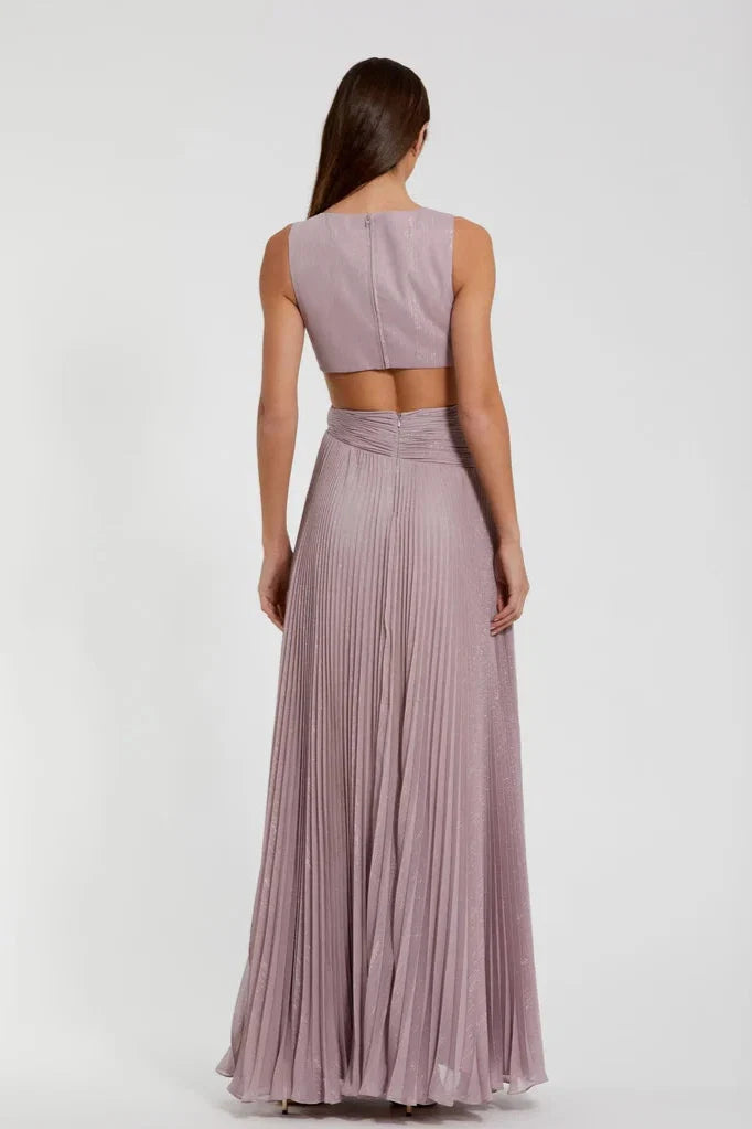 A-Line V Neck Sleeveless Zipper Up Floor-Length Prom Dress