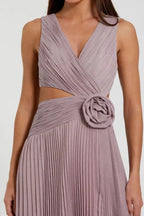 A-Line V Neck Sleeveless Zipper Up Floor-Length Prom Dress