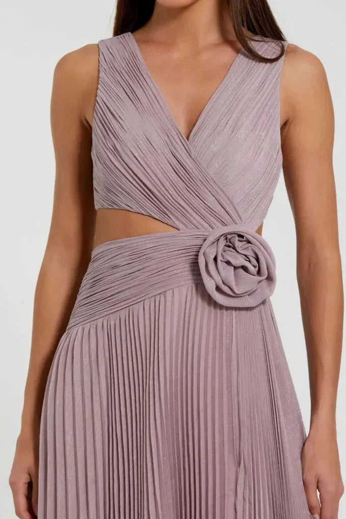 A-Line V Neck Sleeveless Zipper Up Floor-Length Prom Dress